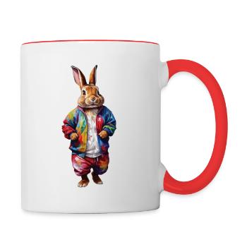 Easter Bunny Colorful, Cute and Cute for Easter - Contrasting Mug - white/red - Right