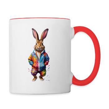 Easter Bunny Colorful, Cute and Cute for Easter - Contrasting Mug - white/red - Right