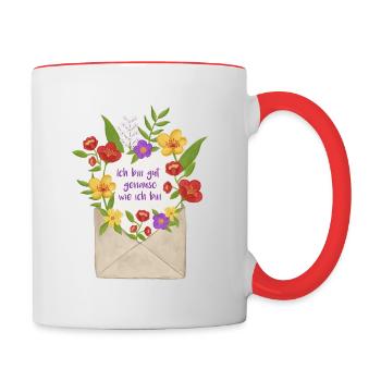 Liebesbrief an mich selbst Botschaft - Tasse zweifarbig - Weiß/Rot - Rechts