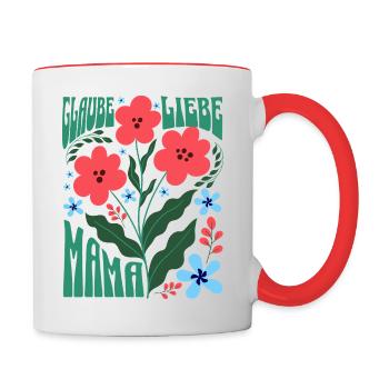 Christliche Mama Glaube Liebe Hoffnung Geschenk - Tasse zweifarbig - Weiß/Rot - Rechts