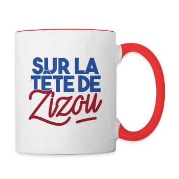 Sur la tête de Zizou - Mug contrasté - blanc/rouge - Droite