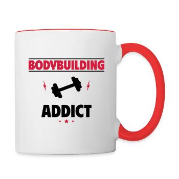 Bodybuilding Süchtig - Tasse zweifarbig - Weiß/Rot - Rechts