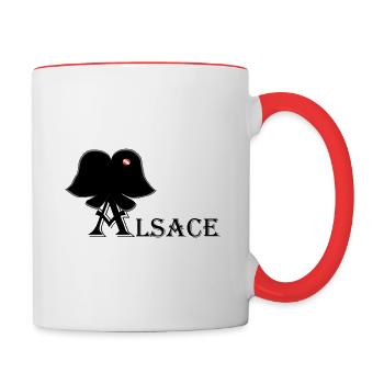 Elsässischer Kopfschmuck - Tasse zweifarbig - Weiß/Rot - Rechts