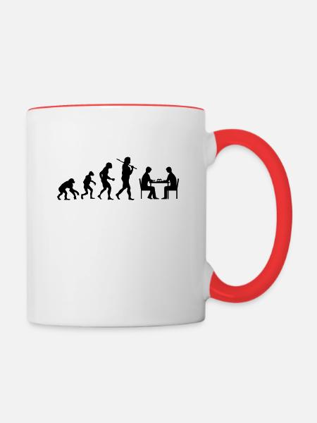 Evolution Schach - Tasse zweifarbig - Weiß/Rot