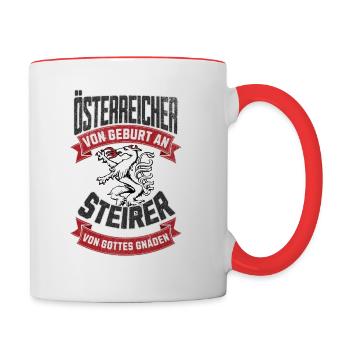 Steirer Von Gottes Gnaden Retro Design - Tasse zweifarbig - Weiß/Rot - Rechts