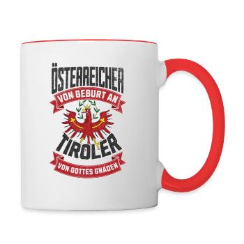 Tiroler Von Gottes Gnaden Retro Design - Tasse zweifarbig - Weiß/Rot - Rechts