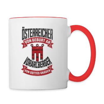 Vorarlberger Von Gottes Gnaden Retro Design - Tasse zweifarbig - Weiß/Rot - Rechts