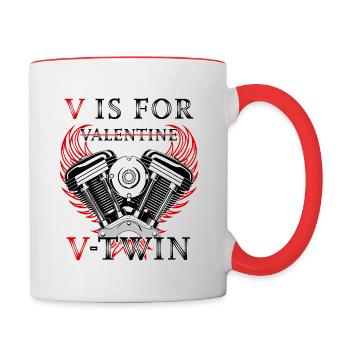 V comme Valentine, conception de moto V-Twin - Mug contrasté - blanc/rouge - Droite
