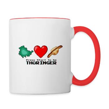 Ostthüringen Merch - Pixel Thüringer - Tasse zweifarbig - Weiß/Rot - Rechts