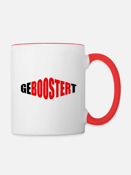 Geboostert - Tasse zweifarbig - Weiß/Rot