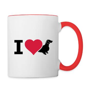IL Dackel Langhaardackel - Tasse zweifarbig - Weiß/Rot - Rechts