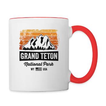 Vintage Grand Teton National Park TShirt Wyoming - Mug contrasté - blanc/rouge - Droite