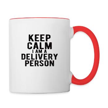 Delivery People: keep calm I am a Delivery Person - Contrasting Mug - white/red - Right