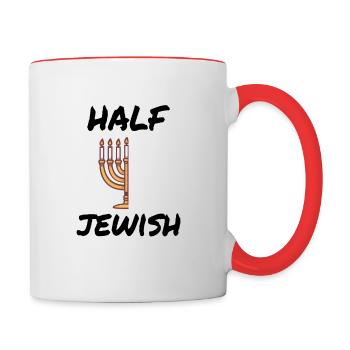 HEBREW / ISRAELITE / JEW: Half Jewish - Contrasting Mug - white/red - Right