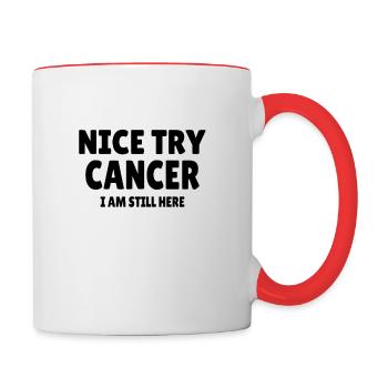 Cancer : Nice Try Cancer - Contrasting Mug - white/red - Right