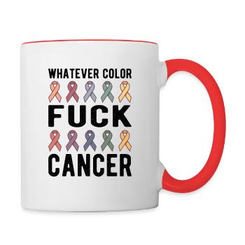 Fuck Cancer Cancer Awareness Whatever Color - Mug contrasté - blanc/rouge - Droite