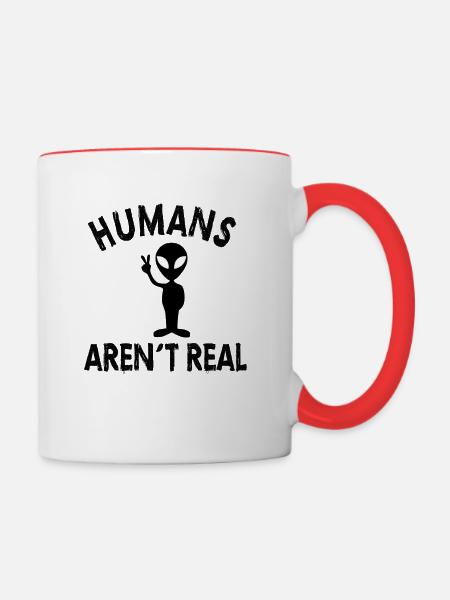 ALIEN humans aren´t real - Tasse zweifarbig - Weiß/Rot