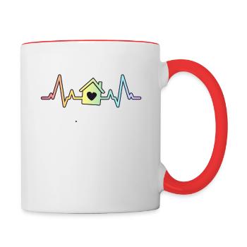 Real Estate Agent Heartbeat Gift Open House Home - Contrasting Mug - white/red - Right