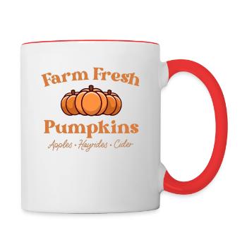 Farm Fresh Pumpkins Boho Retro Fall Vintage Autumn - Contrasting Mug - white/red - Right