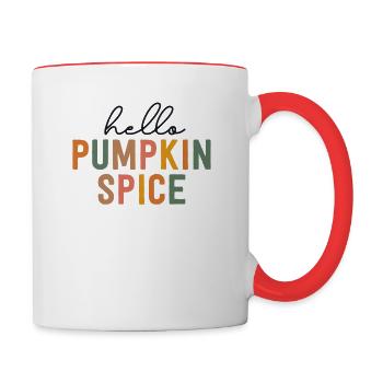 Hello Pumpkin Spice Latte Cute PSL Vintage Fall - Contrasting Mug - white/red - Right