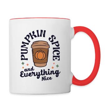 Pumpkin Spice And Everything Nice Retro Fall - Contrasting Mug - white/red - Right