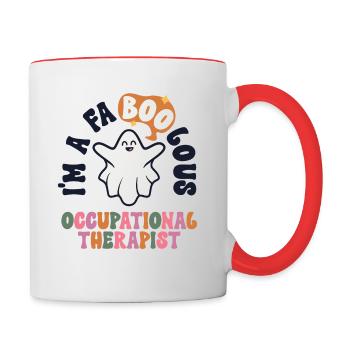 Retro Halloween Ergotherapeut Vintage - Tasse zweifarbig - Weiß/Rot - Rechts