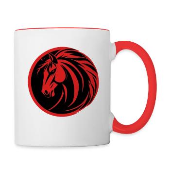 Horse Rider Equestrian Sport Rider Female Horse Head - Contrasting Mug - white/red - Right