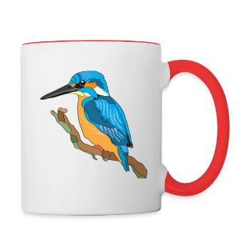 Eisvogel, Kingfisher - Tasse zweifarbig - Weiß/Rot - Rechts