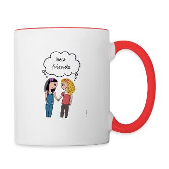 best friends girls - Contrasting Mug - white/red - Right