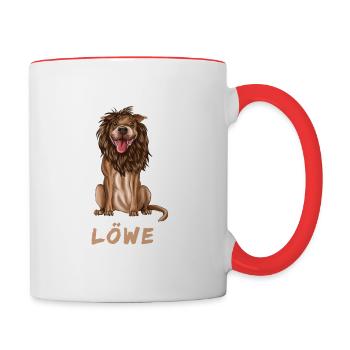 löwe - Tasse zweifarbig - Weiß/Rot - Rechts