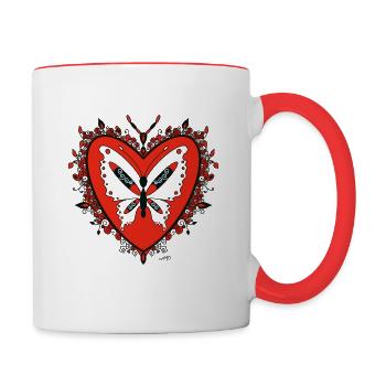 Coeur Rouge&Noir - Mug contrasté - blanc/rouge - Droite