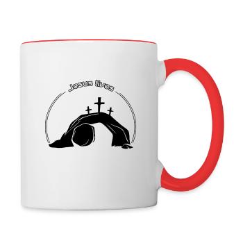 Jésus vit - Mug contrasté - blanc/rouge - Droite