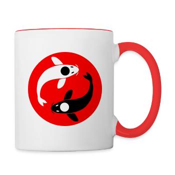 Yin and Yang Koi carp - Contrasting Mug - white/red - Right