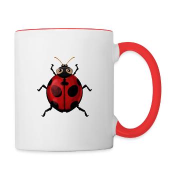 Watercolor Ladybug Picture isolated on white backg - Tasse zweifarbig - Weiß/Rot - Rechts