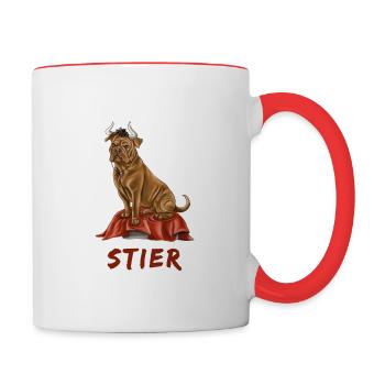 Stier - Tasse zweifarbig - Weiß/Rot - Rechts