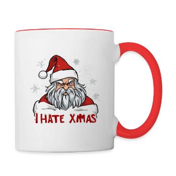 I Hate Christmas Funny Anti Christmas - Contrasting Mug - white/red - Right