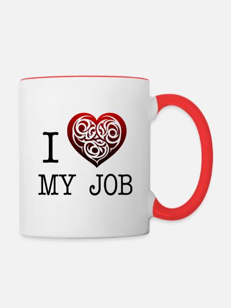 Ich liebe meinen Job - Tasse zweifarbig - Weiß/Rot