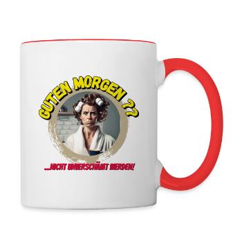 guten morgen Frau - Tasse zweifarbig - Weiß/Rot - Rechts
