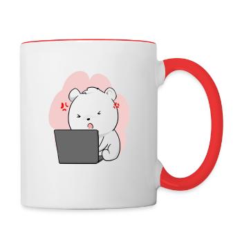 Ours polaire Ours polaire Animal de compagnie Kawaii Chibi Cute - Mug contrasté - blanc/rouge - Droite