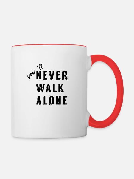 nie alleine - Tasse zweifarbig - Weiß/Rot