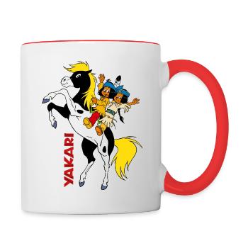 Yakari und Regenbogen - Tasse zweifarbig - Weiß/Rot - Rechts