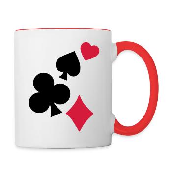 Spielkarten - Tasse zweifarbig - Weiß/Rot - Rechts