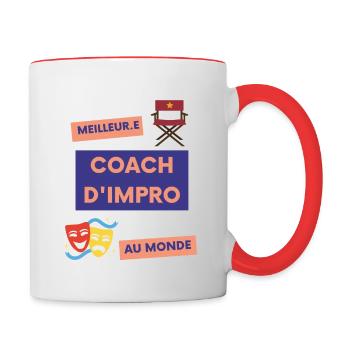 Meilleur-e coach d'impro au monde (inclusif) - Mug contrasté - blanc/rouge - Droite