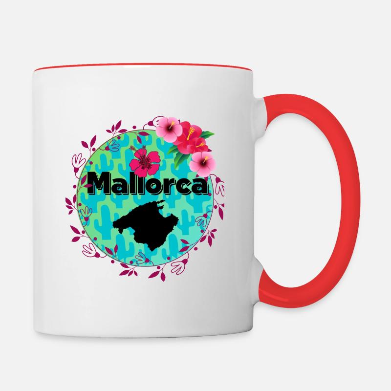 Mallorca Flowers - Tasse zweifarbig - Weiß/Rot