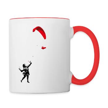 Girl with paraglider - Contrasting Mug - white/red - Right