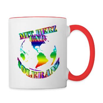 avec cœur et tolérance Monde - Mug contrasté - blanc/rouge - Droite