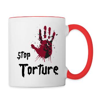 Stop Torture. Human Rights Activist - Contrasting Mug - white/red - Right