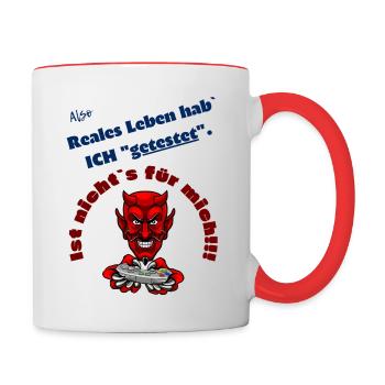 Reales Leben - Tasse zweifarbig - Weiß/Rot - Rechts