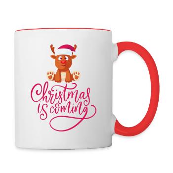 Weihnachten Christmas coming Xmas reindeer Rentier - Contrasting Mug - white/red - Right