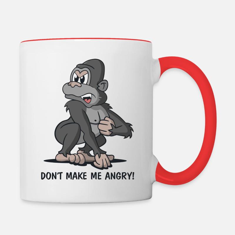 Cartoon Gorilla - Don't make me angry! - Contrasting Mug - white/red